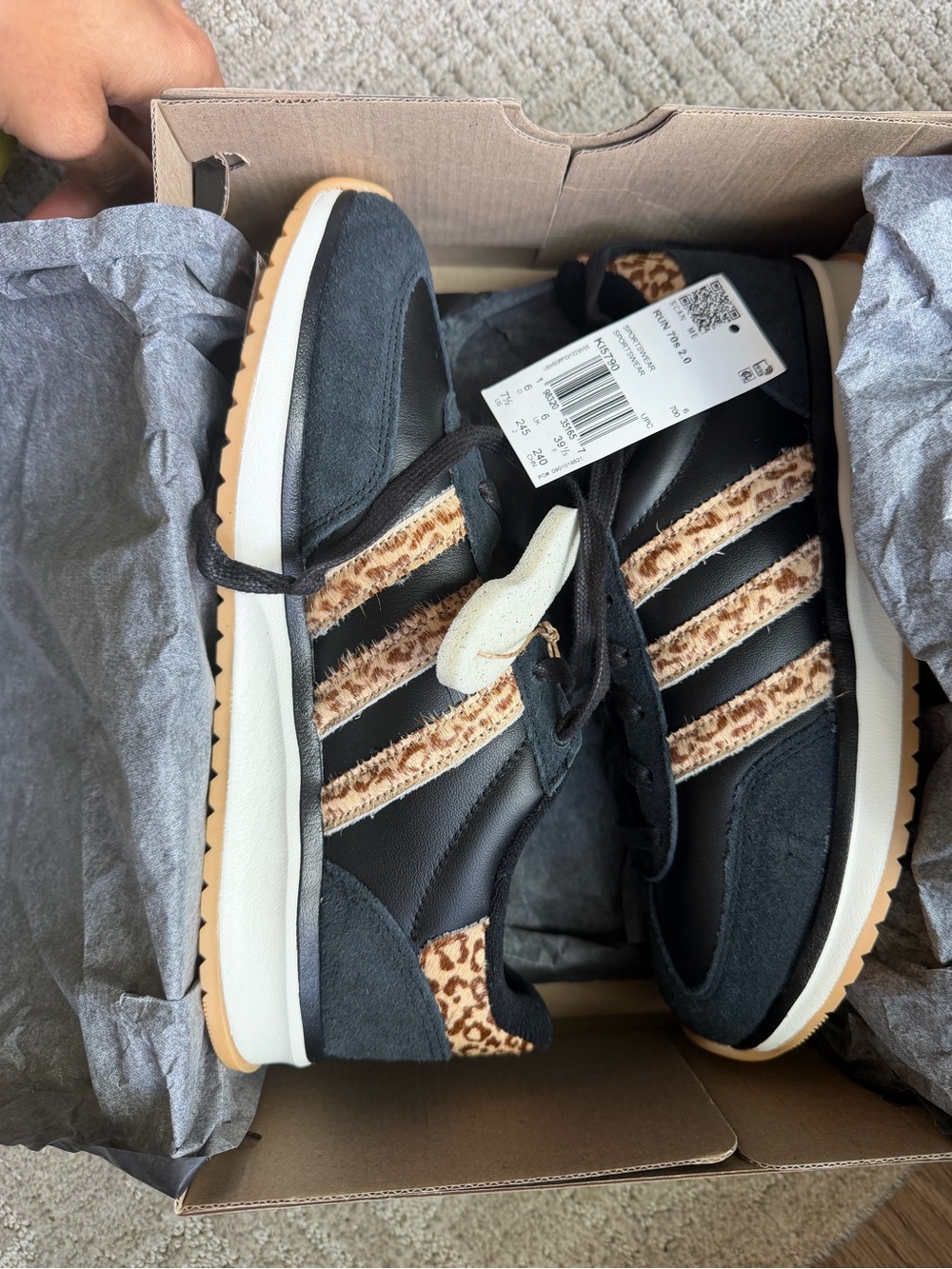 adidas Black Sneakers with Leopard Trim